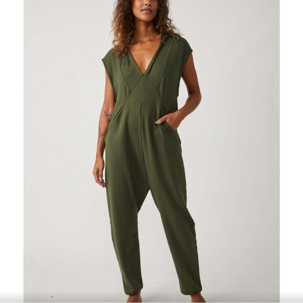 FP Movement Nothing But Sweats One-Piece Jumpsuit Green NWOT